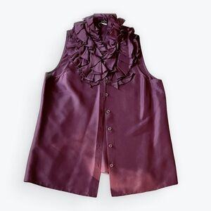 J. Crew Plum Ruffle Front Blouse